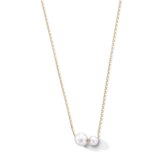 Freshwater Cultured Pearl Duo Necklace in 10K Gold