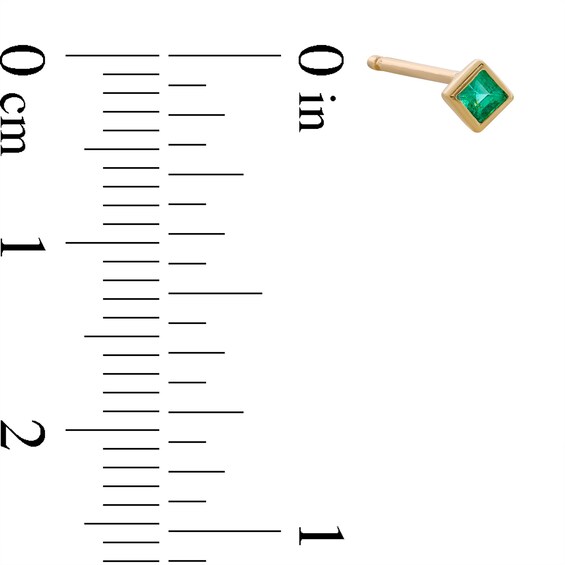 2.0mm Princess-Cut Emerald Solitaire Single Cartilage Stud Earring in 14K Gold