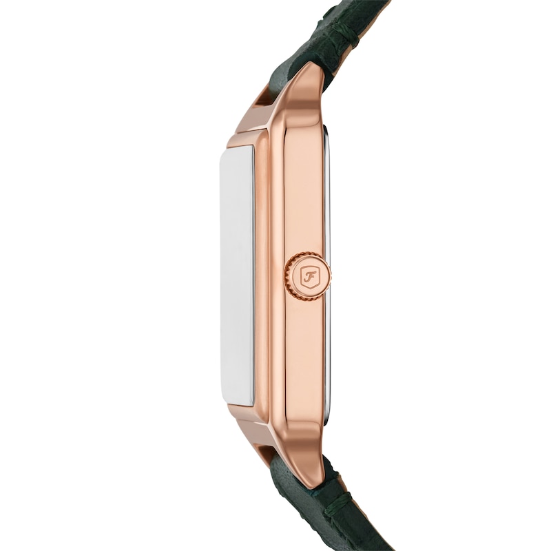 Main Image 2 of Ladies’ Fossil Raquel Rectangular Watch with Green Dial and Green Leather Strap (Model: ES5366)
