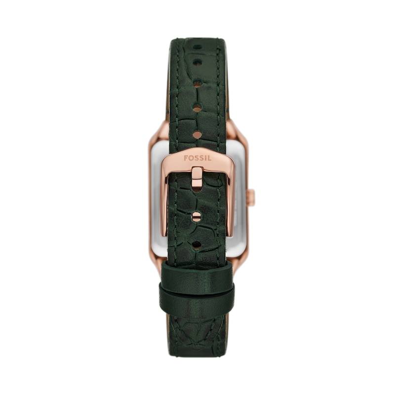 Main Image 3 of Ladies’ Fossil Raquel Rectangular Watch with Green Dial and Green Leather Strap (Model: ES5366)