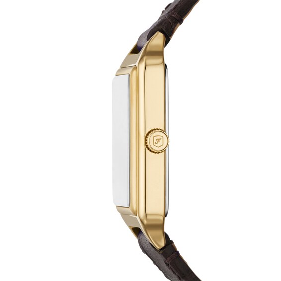 Ladiesâ Fossil Raquel Rectangular Watch with Brown Dial and Brown Leather Strap (Model: Es5367)