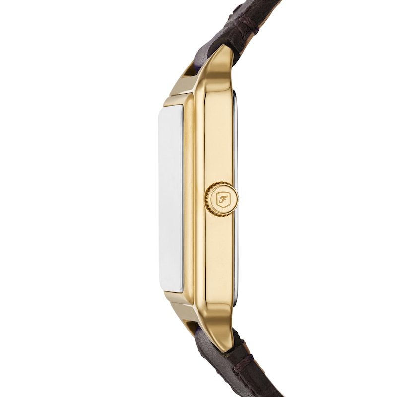 Main Image 2 of Ladies’ Fossil Raquel Rectangular Watch with Brown Dial and Brown Leather Strap (Model: ES5367)