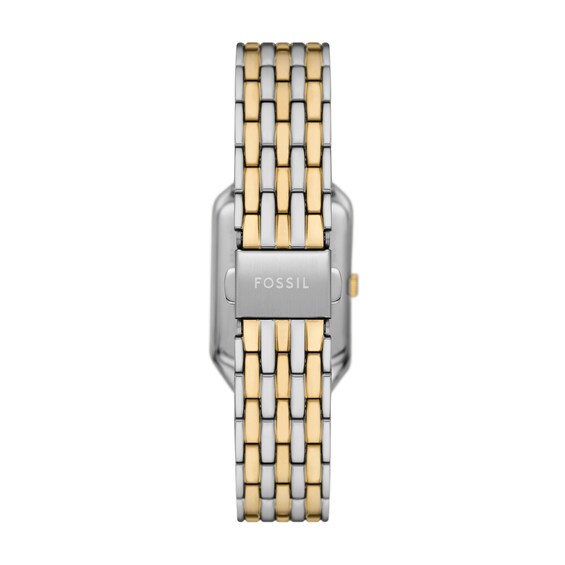Ladiesâ Fossil Raquel Rectangular Two-Tone Watch with Silver Satin Dial (Model: Es5368)