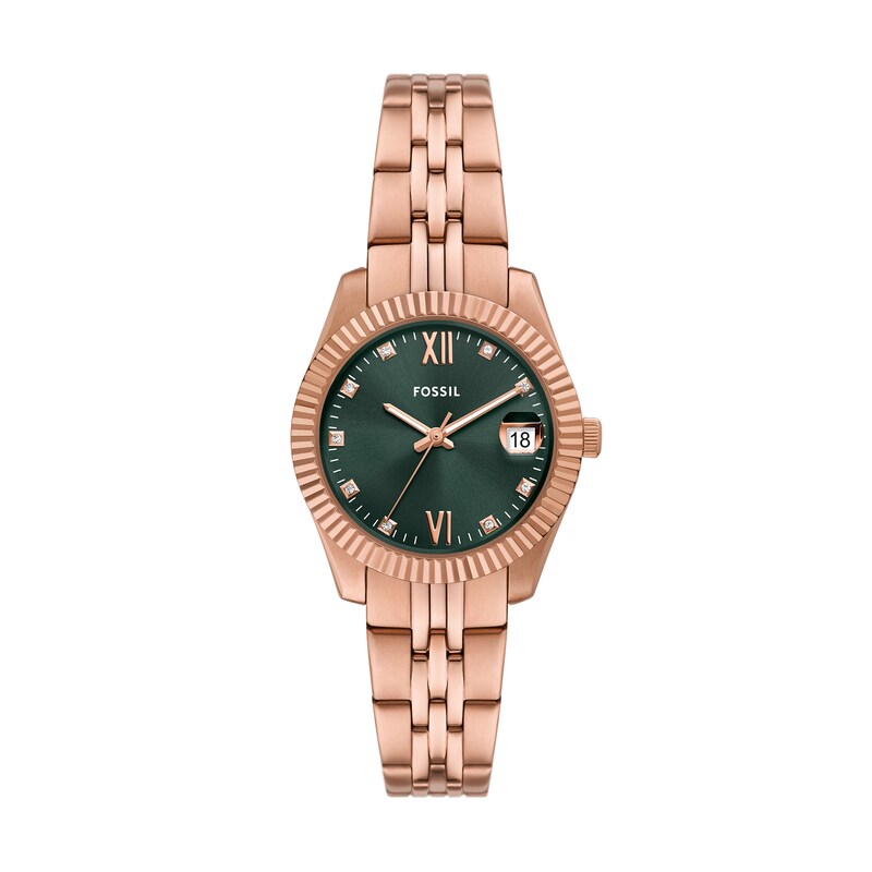 Main Image 1 of Ladies' Fossil Scarlette Watch with Green Dial and Simulated Crystal Accents (Model: ES5369)