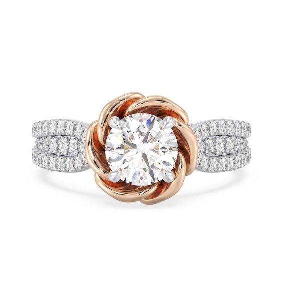 Enchanted Star Belle 2-1/4 CT. T.w. Certified Lab-Grown Diamond Rose Engagement Ring in 14K Two-Tone Gold (F/Vs2)