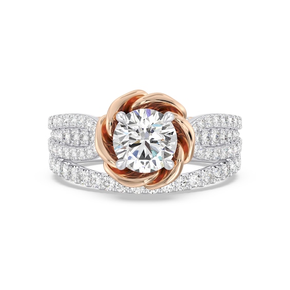 Enchanted Star Belle 2-1/4 CT. T.w. Certified Lab-Grown Diamond Rose Engagement Ring in 14K Two-Tone Gold (F/Vs2)