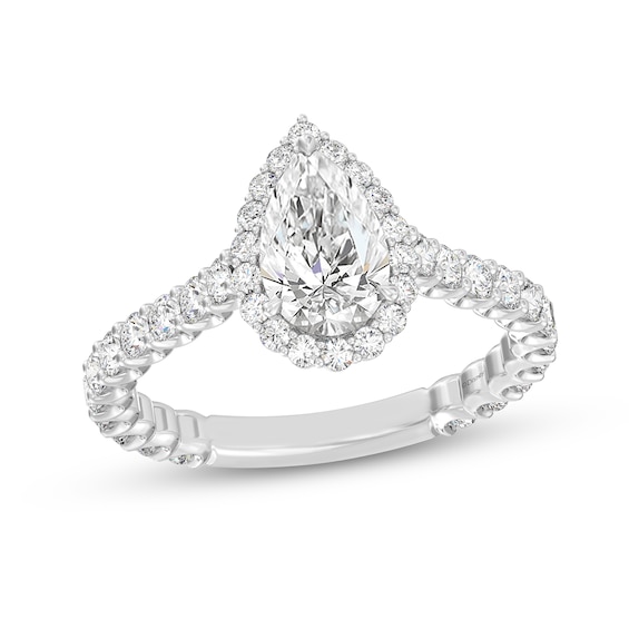 Enchanted Star Ariel 1-7/8 CT. T.w. Pear-Shaped Certified Lab-Grown Diamond Frame Engagement Ring in 14K White Gold