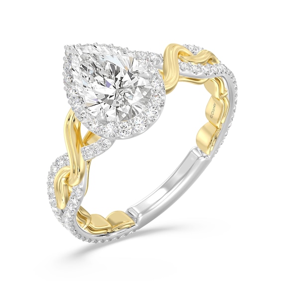 Enchanted Star Rapunzel 2 CT. T.w. Pear-Shaped Certified Lab-Grown Diamond Braid Engagement Ring in Two-Tone Gold