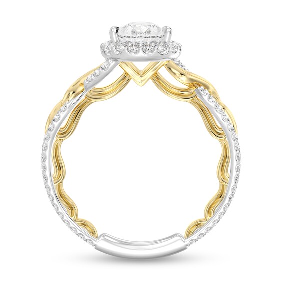 Enchanted Star Rapunzel 2 CT. T.w. Pear-Shaped Certified Lab-Grown Diamond Braid Engagement Ring in Two-Tone Gold