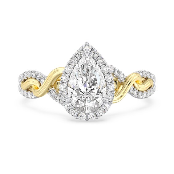 Enchanted Star Rapunzel 2 CT. T.w. Pear-Shaped Certified Lab-Grown Diamond Braid Engagement Ring in Two-Tone Gold
