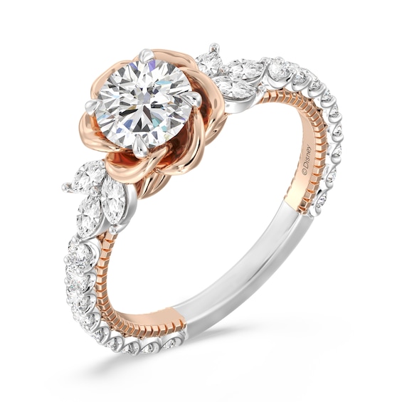 Enchanted Star Belle 1-3/4 CT. T.w. Certified Lab-Grown Diamond Rose with Leaf Engagement Ring in 14K Two-Tone Gold