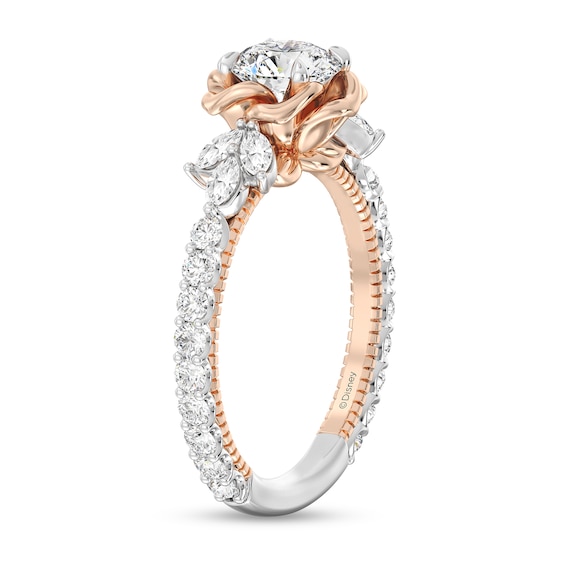 Enchanted Star Belle 1-3/4 CT. T.w. Certified Lab-Grown Diamond Rose with Leaf Engagement Ring in 14K Two-Tone Gold