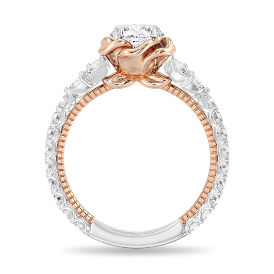 Enchanted Star Belle 1-3/4 CT. T.w. Certified Lab-Grown Diamond Rose with Leaf Engagement Ring in 14K Two-Tone Gold