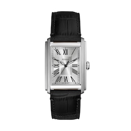 Men’s Fossil Carraway Rectangular Watch with Silver-Tone Dial (Model: FS6078)