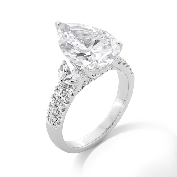 4-5/8 CT. T.w. Pear-Shaped Certified Lab-Grown Diamond Leaf-Sides Engagement Ring in 14K White Gold (F/Vs2)