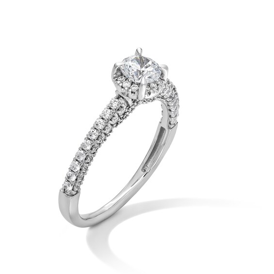 1 CT. T.w. Diamond Frame Engagement Ring in 14K White Gold