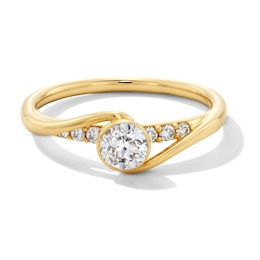 1/2 CT. T.W. Diamond Bezel-Set Bypass Shank Engagement Ring in 14K Gold
