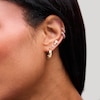 Thumbnail Image 2 of Pink and White Sapphire Ombré Hoop Earrings in 10K Gold