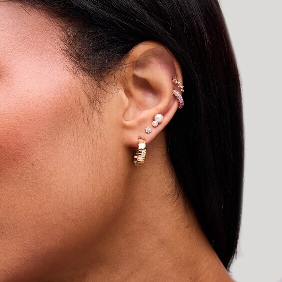 Pink and White Sapphire OmbrÃ© Hoop Earrings in 10K Gold