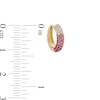 Thumbnail Image 3 of Pink and White Sapphire Ombré Hoop Earrings in 10K Gold