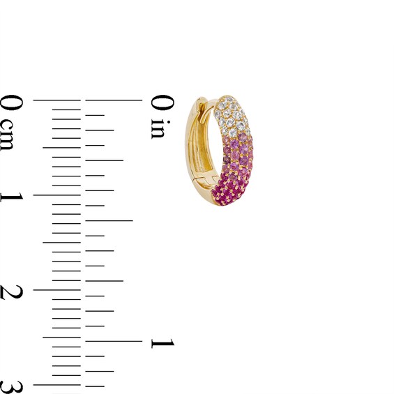 Pink and White Sapphire OmbrÃ© Hoop Earrings in 10K Gold