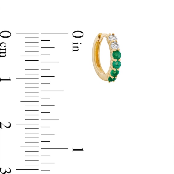 Green Chalcedony, Emerald and White Sapphire OmbrÃ© Single Hoop Earring in 14K Gold