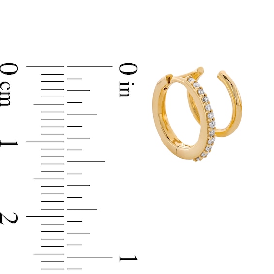 1/20 CT. T.w. Lab-Grown Diamond Single Double Hoop Earring in 14K Gold