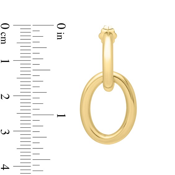 Open Oval Link Drop Earrings in Hollow 14K Gold