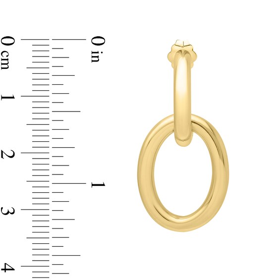 Open Oval Link Drop Earrings in Hollow 14K Gold