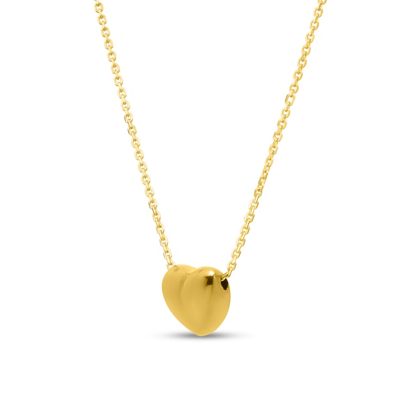 Puff Heart Necklace in 14K Gold