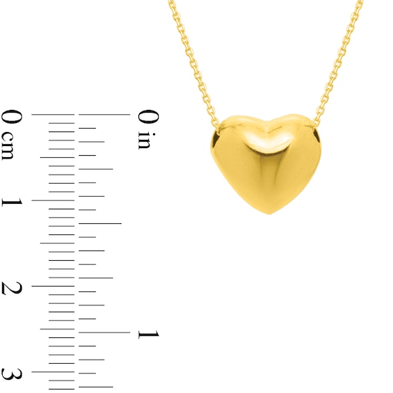 Puff Heart Necklace in 14K Gold