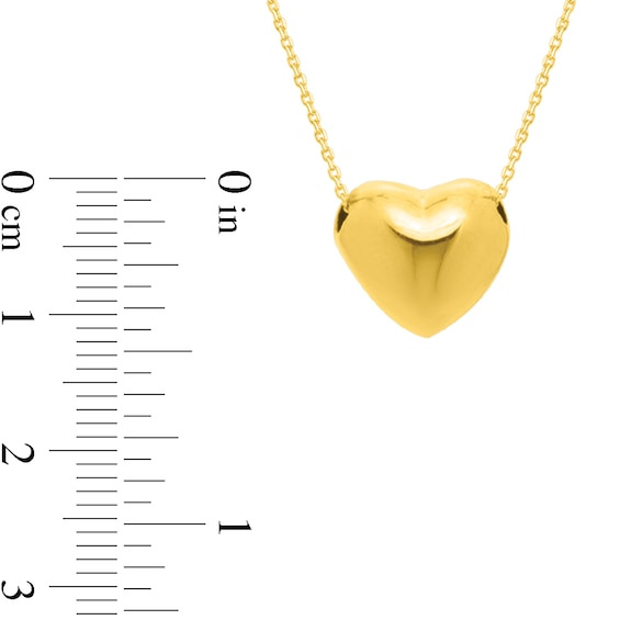 Puff Heart Necklace in 14K Gold