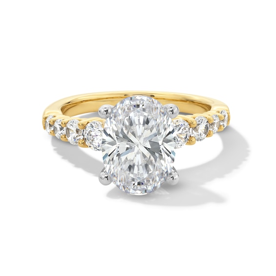 3-3/4 CT. T.w. Oval Certified Lab-Grown Diamond Graduated Shank Engagement Ring in 14K Gold (I/Si2)