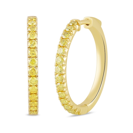 1 CT. T.w. Certified Yellow Lab-Grown Diamond Hoop Earrings in 10K Gold (Si2)