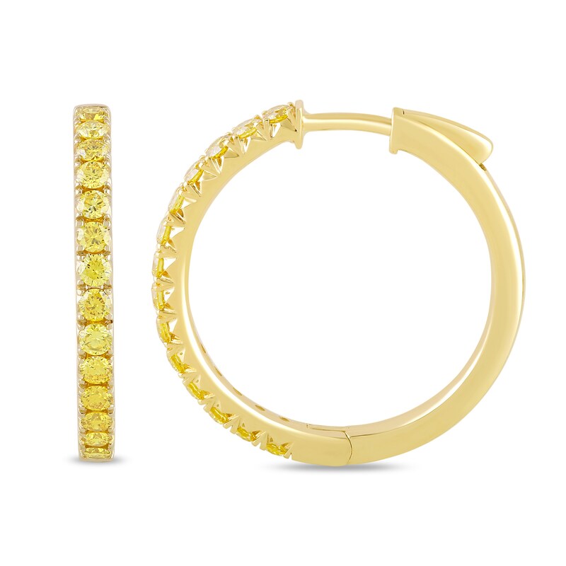 Main Image 2 of 1 CT. T.W.  Yellow Lab-Grown Diamond Hoop Earrings in 10K Gold (SI2)