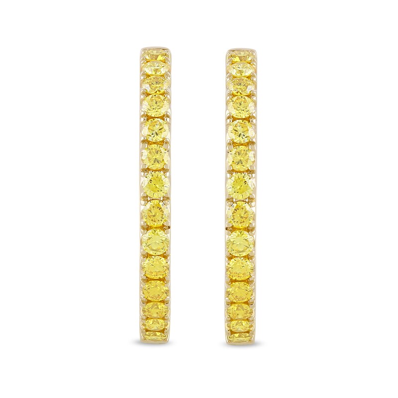 Main Image 3 of 1 CT. T.W.  Yellow Lab-Grown Diamond Hoop Earrings in 10K Gold (SI2)