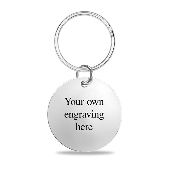 Engravable Photo Key Chain in Sterling Silver (1 Image and 3 Lines)