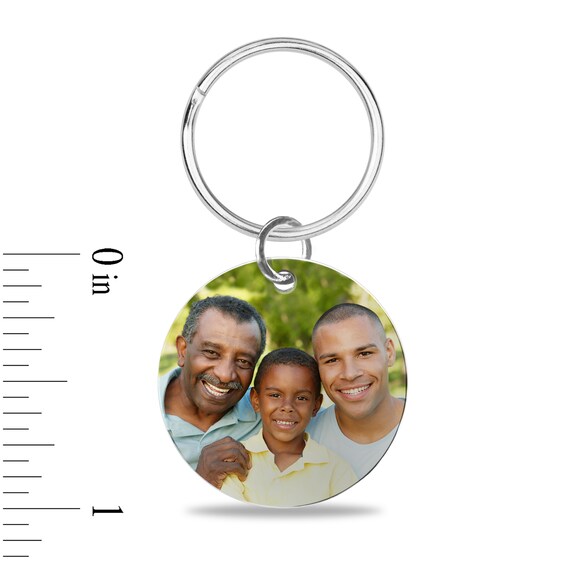 Engravable Photo Key Chain in Sterling Silver (1 Image and 3 Lines)
