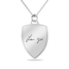 Thumbnail Image 1 of Engravable Handwriting Shield Pendant in Sterling Silver (1 Image and 2 Lines) - 22”