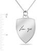 Thumbnail Image 3 of Engravable Handwriting Shield Pendant in Sterling Silver (1 Image and 2 Lines) - 22”