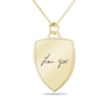 Thumbnail Image 1 of Engravable Handwriting Shield Pendant in 10K White or Yellow Gold (1 Image and 2 Lines) - 22”
