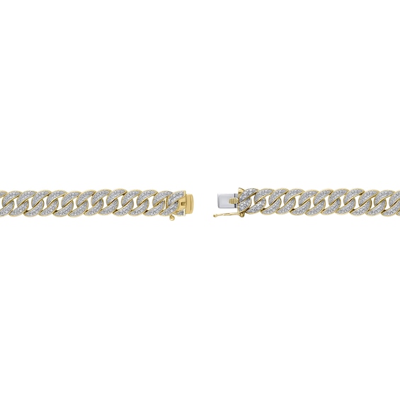 2 CT. T.w. Diamond Curb Chain Bracelet in Hollow Sterling Silver with 10K Gold Plate - 8.5"