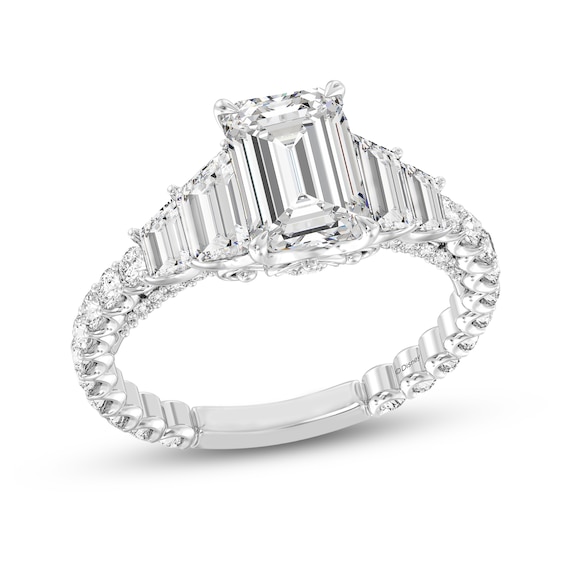 Enchanted Star Cinderella 4 CT. T.w. Emerald Certified Lab-Grown Diamond Collar Engagement Ring in 14K White Gold