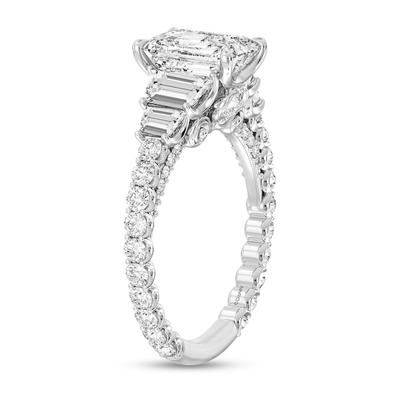 Enchanted Star Cinderella 4 CT. T.w. Emerald Certified Lab-Grown Diamond Collar Engagement Ring in 14K White Gold