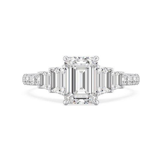 Enchanted Star Cinderella 4 CT. T.w. Emerald Certified Lab-Grown Diamond Collar Engagement Ring in 14K White Gold