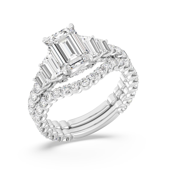 Enchanted Star Cinderella 4 CT. T.w. Emerald Certified Lab-Grown Diamond Collar Engagement Ring in 14K White Gold