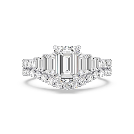 Enchanted Star Cinderella 4 CT. T.w. Emerald Certified Lab-Grown Diamond Collar Engagement Ring in 14K White Gold