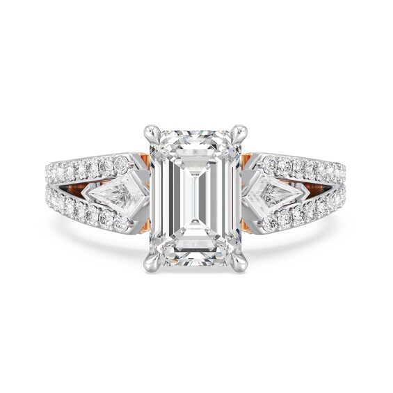 Enchanted Star Aurora 4 CT. T.w. Emerald Certified Lab-Grown Diamond Collar Engagement Ring in 14K Two-Tone Gold