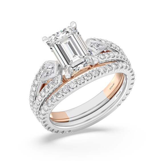 Enchanted Star Aurora 4 CT. T.w. Emerald Certified Lab-Grown Diamond Collar Engagement Ring in 14K Two-Tone Gold