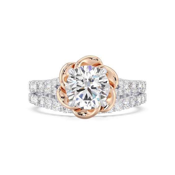 Enchanted Star Belle 2-3/4 CT. T.w. Certified Lab-Grown Diamond Rose Split Shank Engagement Ring in 14K Two-Tone Gold